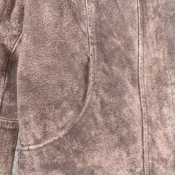 Y2K Live A Little Leather Jacket Women's Small Brown Button Up Wide Sleeves - Picture 5 of 10